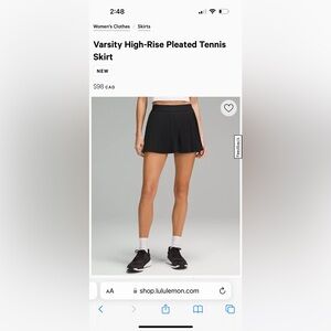 NWT Lululemon Varsity Tennis Skirt